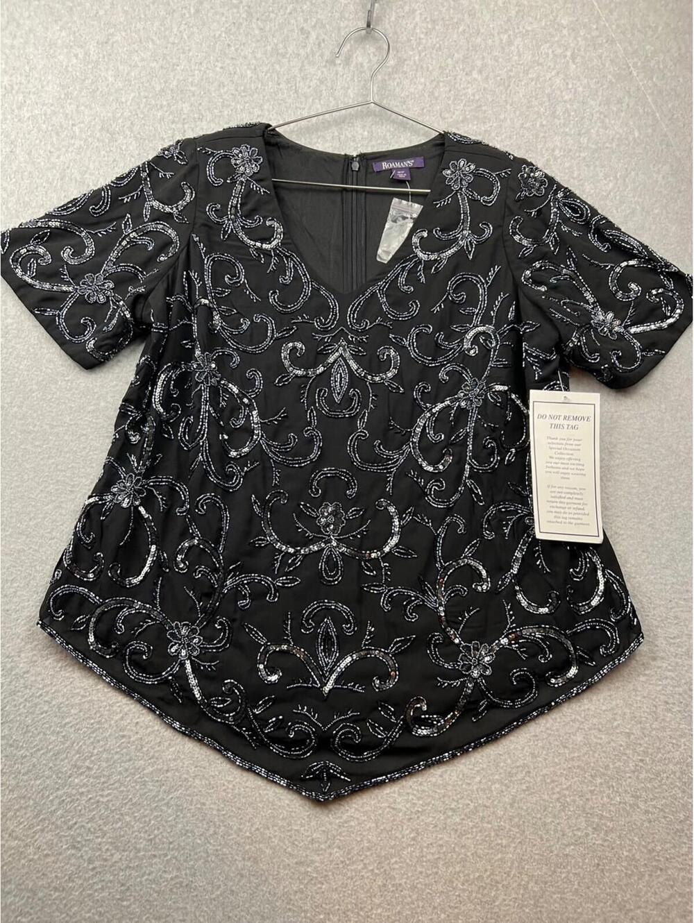 Roamans Beaded Formal Blouse Womens 16W Classy Sophisticated Elegant Wedding